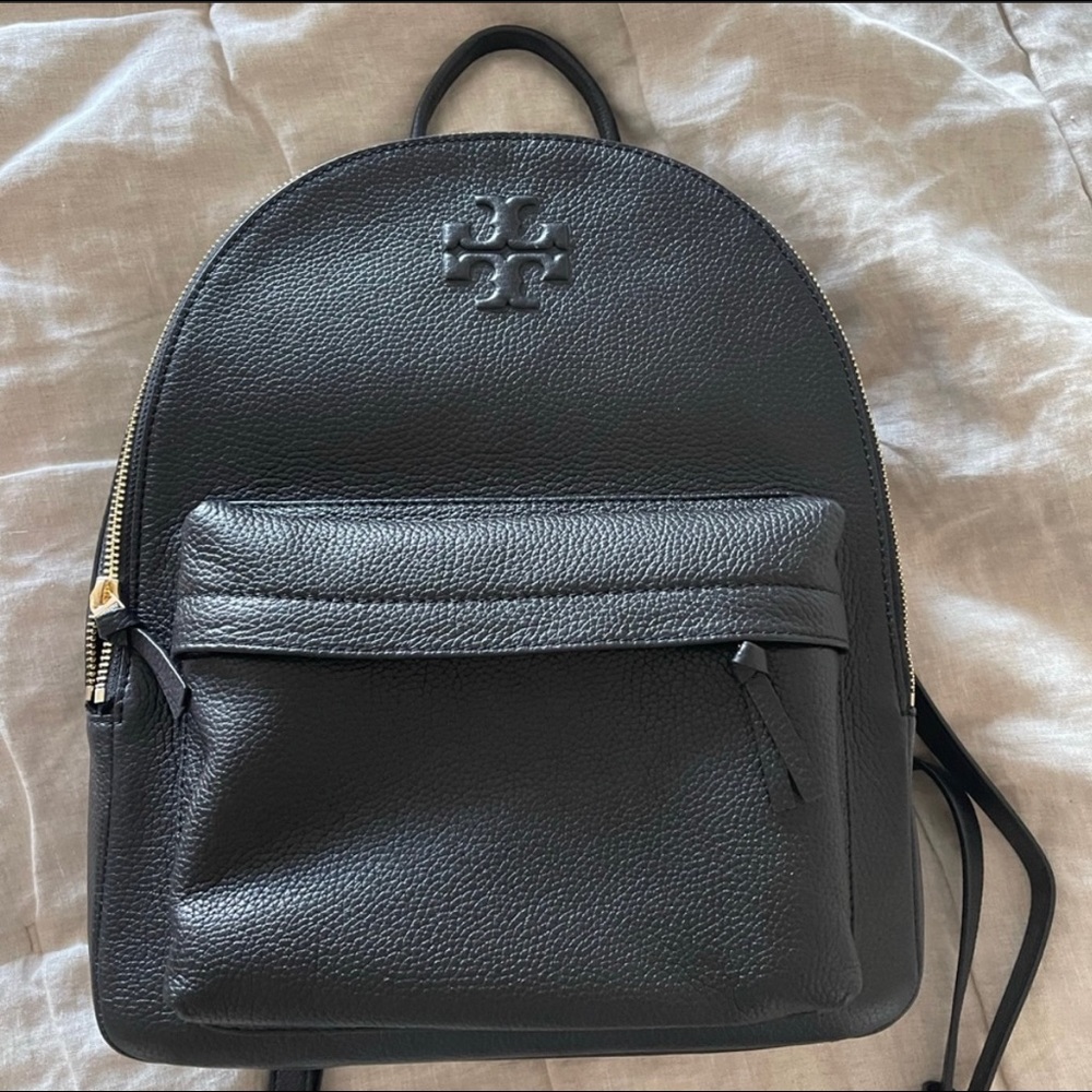 Tory Burch Thea Black Large 
Pebbled Backpack
